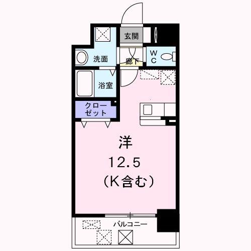 クラウン パレス(ワンルーム/2階)の間取り写真