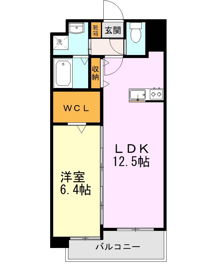 SIX COURT(1LDK/6階)の間取り写真