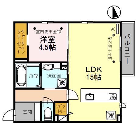 ウエスト金沢(1LDK/3階)の間取り写真