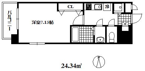 ラグゼ東灘(1K/4階)の間取り写真