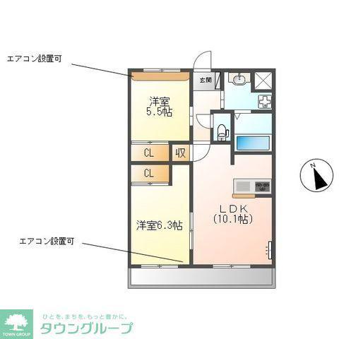 グランドール(2LDK/3階)の間取り写真