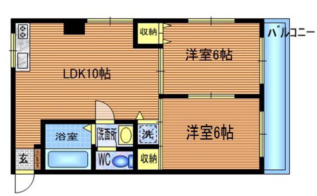 シティーリバーむさしの(2LDK/2階)の間取り写真