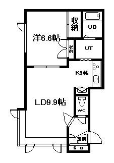 パールハイツ112B棟(1LDK/1階)の間取り写真
