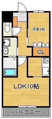 セントラルバレー・F(1LDK/1階)の間取り写真