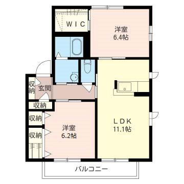 ラフィーネA(2LDK/2階)の間取り写真