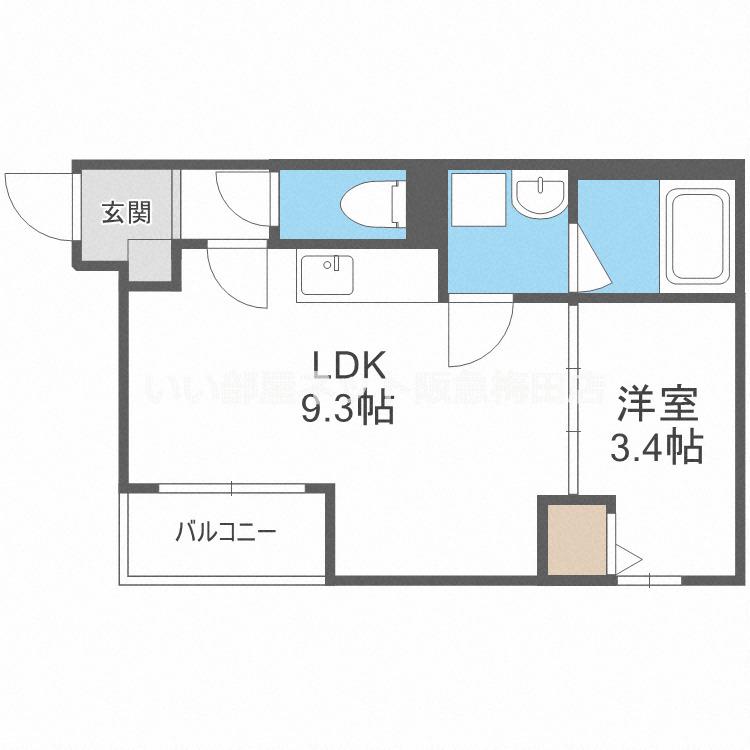 ヴェルジュ福町グランスイート(1LDK/2階)の間取り写真