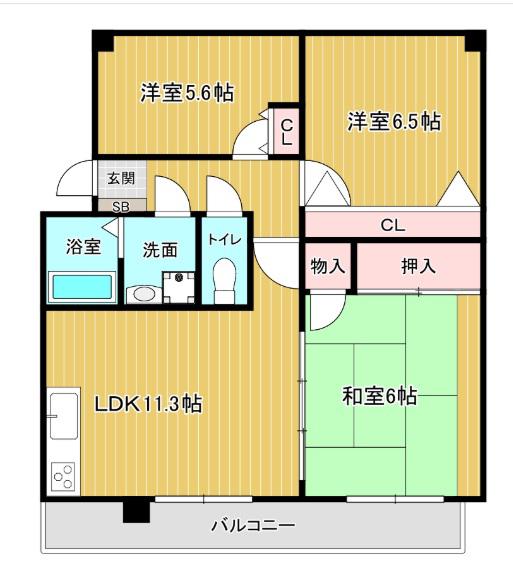 ルネス・ワイアール(3LDK/2階)の間取り写真
