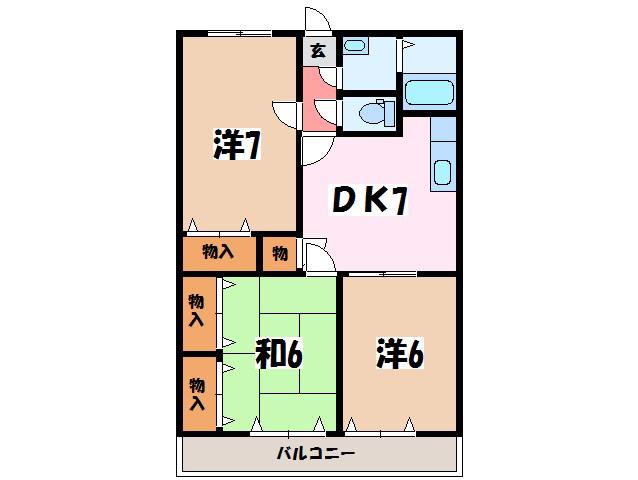 マンションぶなの樹(3DK/3階)の間取り写真