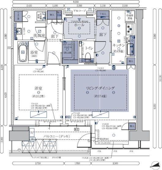 グラングリーン大阪 THE ノース RESIDENCE(1LDK/32階)の間取り写真