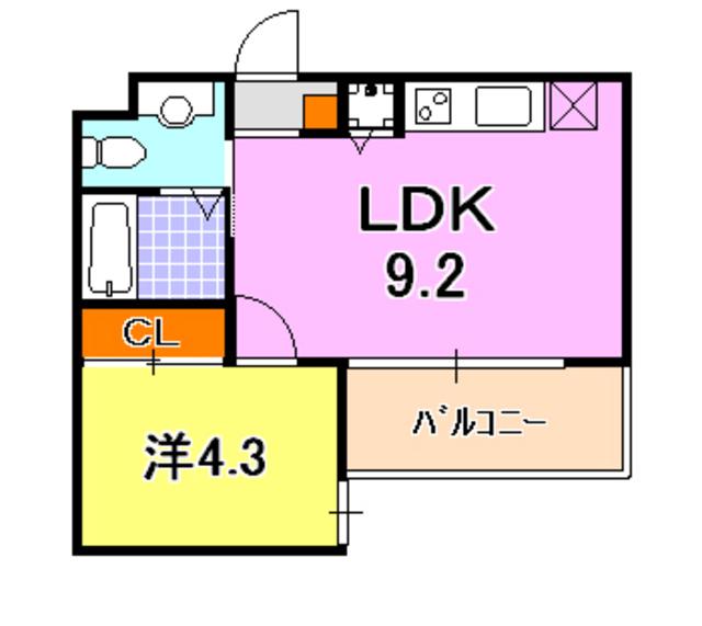 KA-TU三宮東(1LDK/3階)の間取り写真