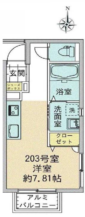 パークサイド南雪谷(ワンルーム/2階)の間取り写真