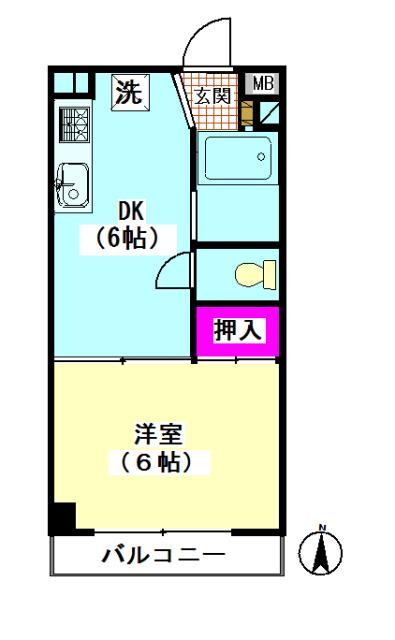 クリエールキクチA棟(1DK/3階)の間取り写真
