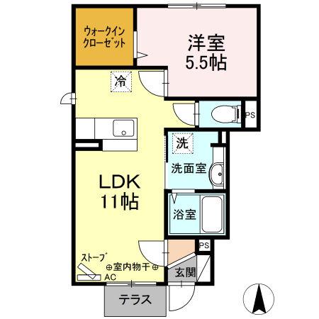 セジュール シャトン(1LDK/1階)の間取り写真