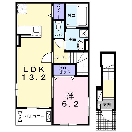 ベラ ビィータ日暮(1LDK/2階)の間取り写真