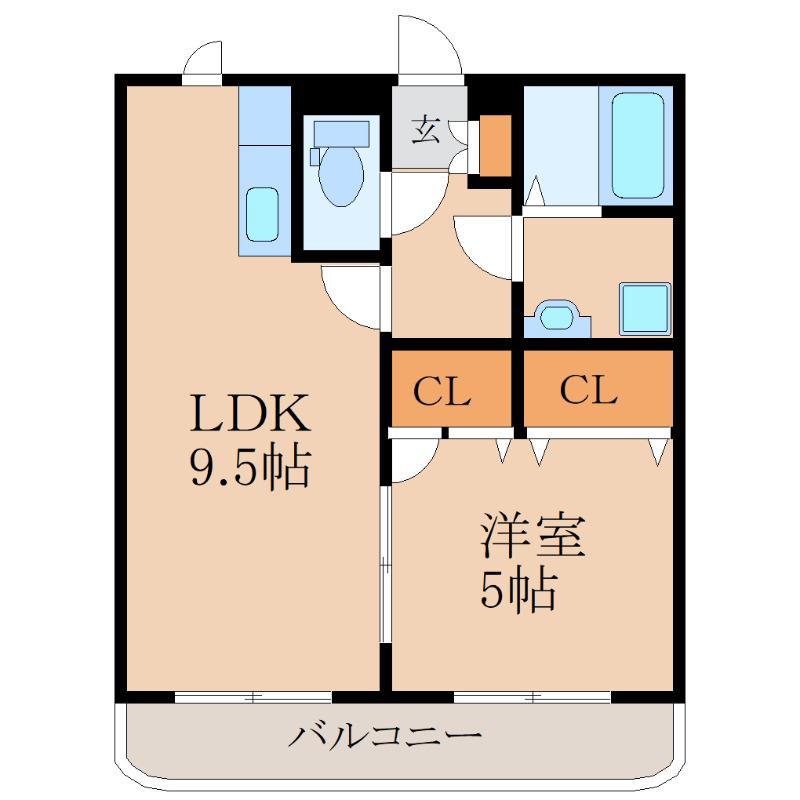 パークスクエア郷原(1LDK/1階)の間取り写真