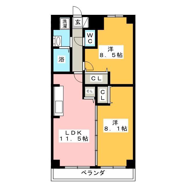 千葉ポートイースト(2LDK/8階)の間取り写真