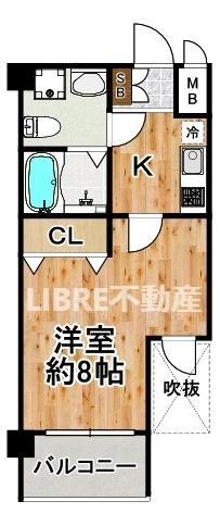 S-FORT西九条(1K/6階)の間取り写真