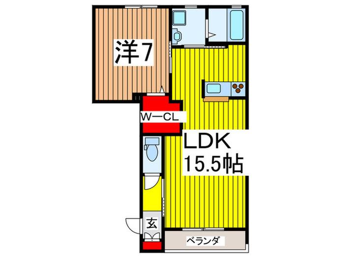 セレソ コリネV(1LDK/1階)の間取り写真