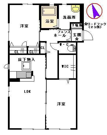 N・Yボンジュール(2LDK/2階)の間取り写真