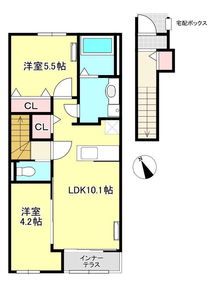 スターライト(2LDK/2階)の間取り写真