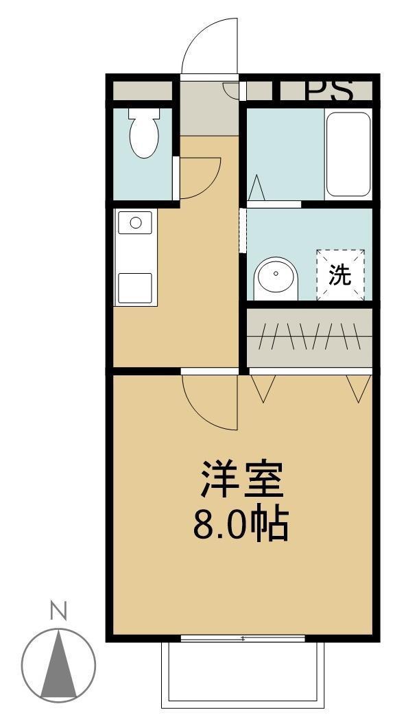 ロージュマンフルールA棟(1K/1階)の間取り写真