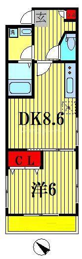 フォレストバレー(1DK/3階)の間取り写真