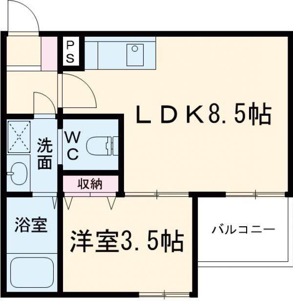 ALEGRIA道明寺II(1LDK/2階)の間取り写真