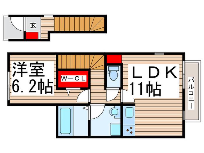 PRESTIGE OWN(1LDK/2階)の間取り写真