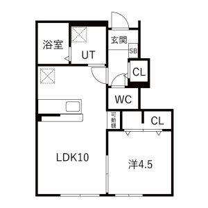 GRACE鳴神(1LDK/1階)の間取り写真