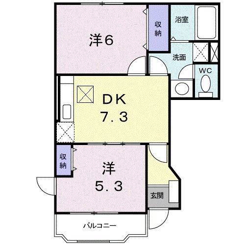 リアンII(2DK/1階)の間取り写真