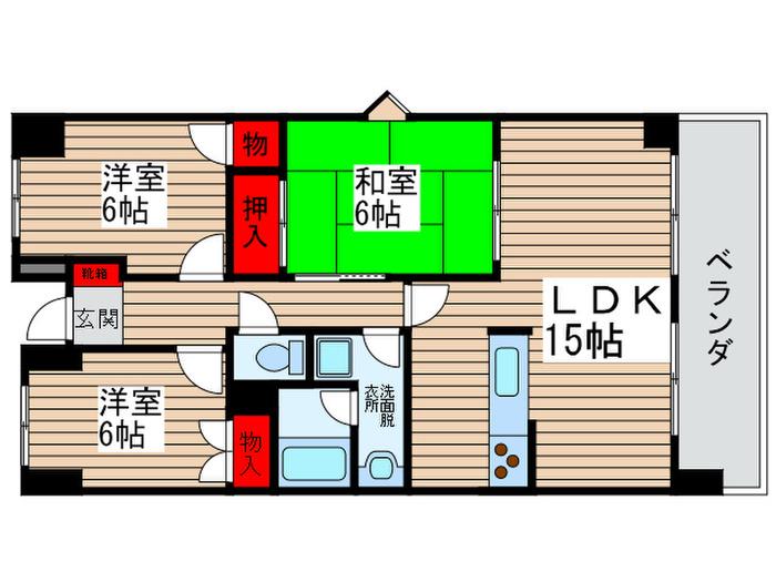 INSURANCE BLDG.XIII(3LDK/6階)の間取り写真