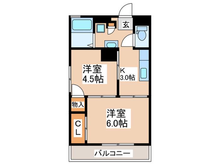 千鳥ハイツ(2K/2階)の間取り写真