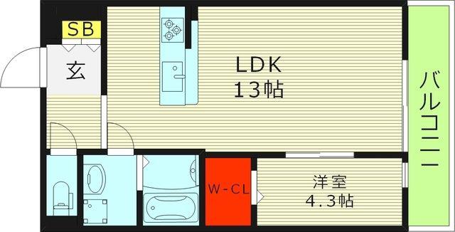 リブリ・メゾン中宮(1LDK/3階)の間取り写真