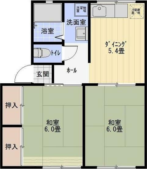 サカイA(2DK/1階)の間取り写真