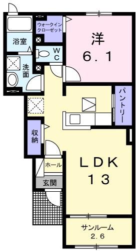 セレーノ II(1LDK/1階)の間取り写真