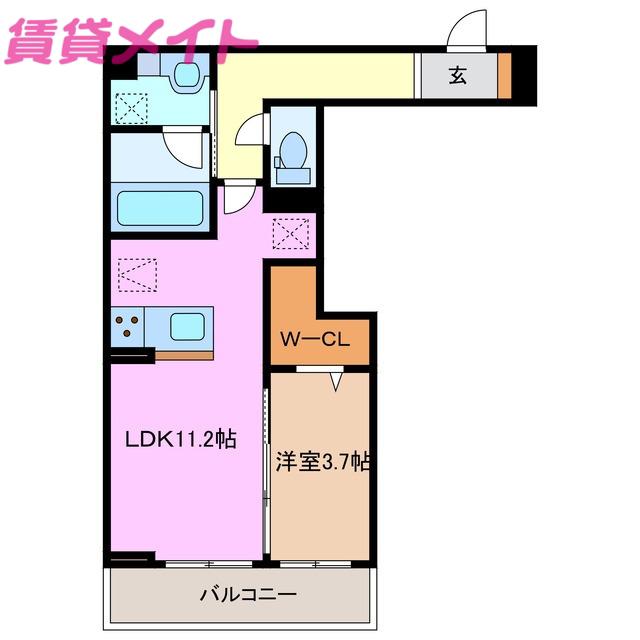 ディーシャンブル富田(1LDK/1階)の間取り写真