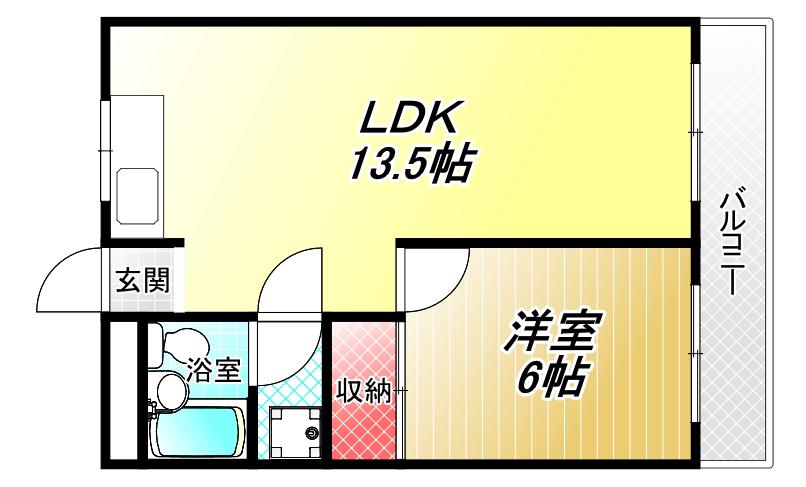 源ハイツ(1LDK/2階)の間取り写真