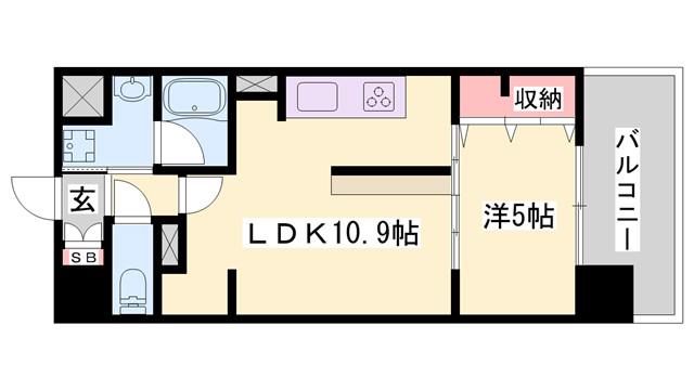 クロスフロント十二所(1LDK/8階)の間取り写真