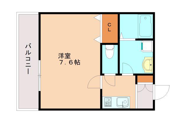 KORE・YIELD神戸北(1K/2階)の間取り写真