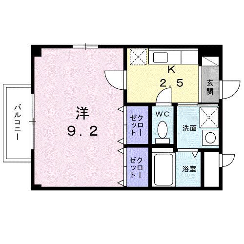 ドリームベル(1K/2階)の間取り写真