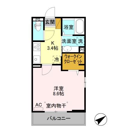 ステラート 住居(1K/2階)の間取り写真