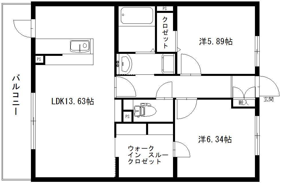 DUNE(2LDK/3階)の間取り写真