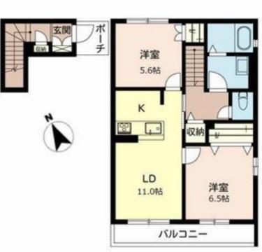 シャーメゾンヴェルデ(2LDK/2階)の間取り写真