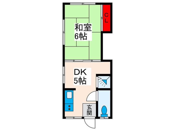 Kハウス(1DK/1階)の間取り写真