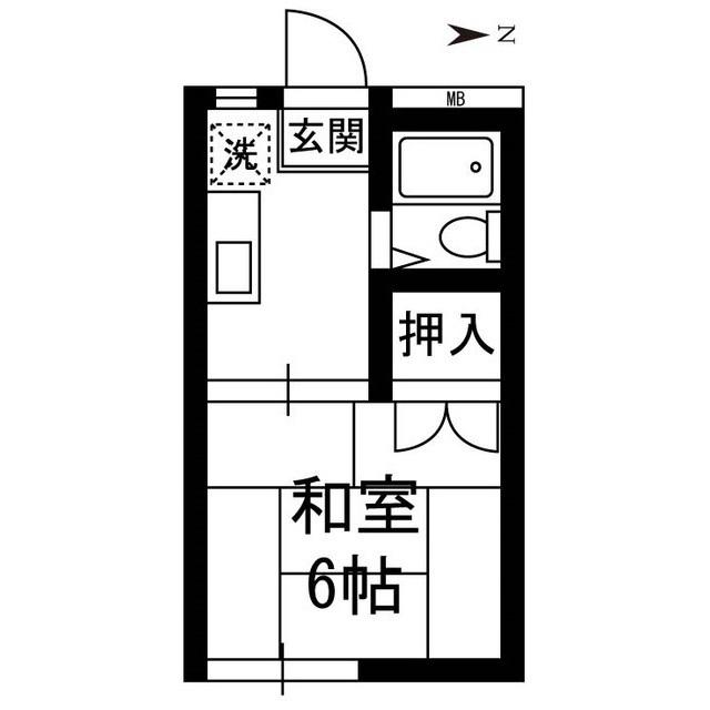 千歳ハイム(1K/2階)の間取り写真