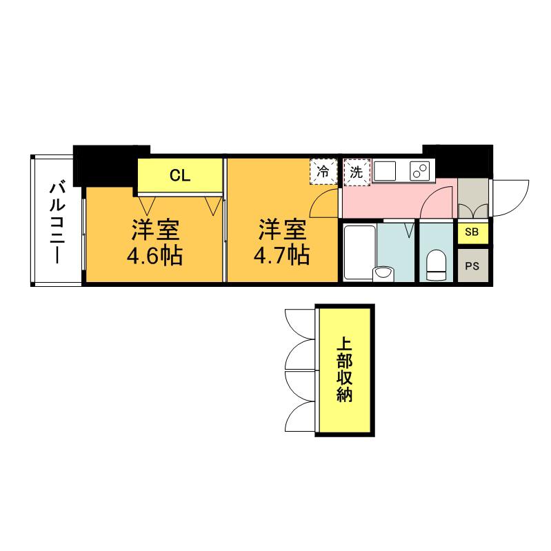NO40 PROJECT2100博多駅前(2K/9階)の間取り写真