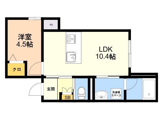シャーメゾン・ルリエ大濠(1LDK/1階)の間取り写真