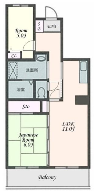 クレールソシア(2LDK/5階)の間取り写真
