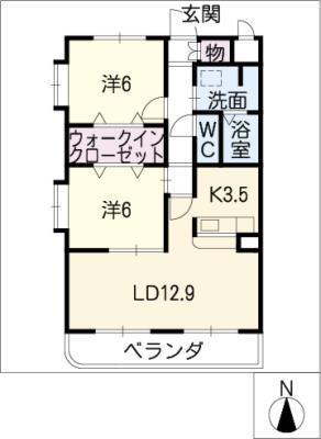 プリミエール桜(2LDK/2階)の間取り写真