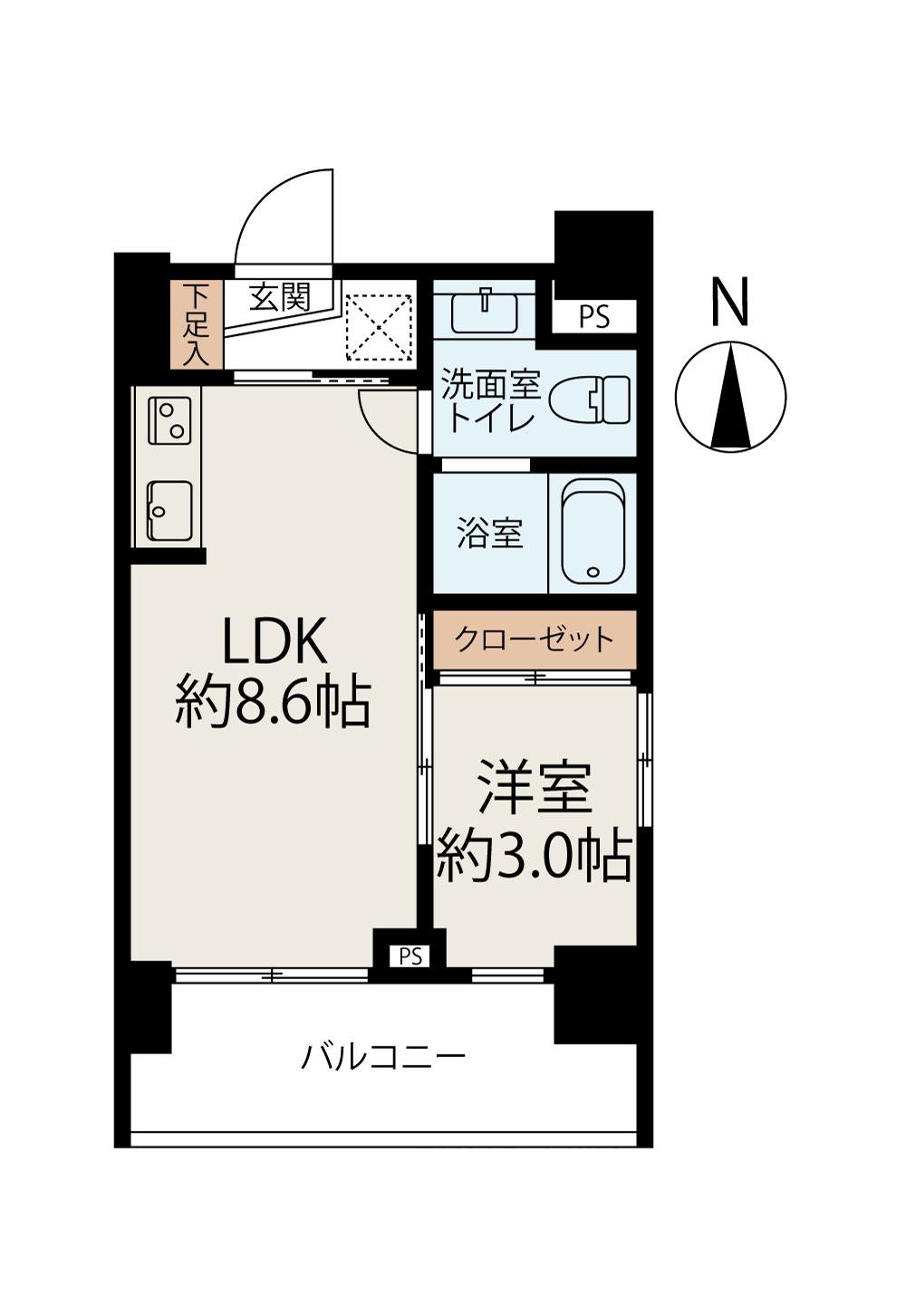 ブライト亀戸天神(1LDK/2階)の間取り写真